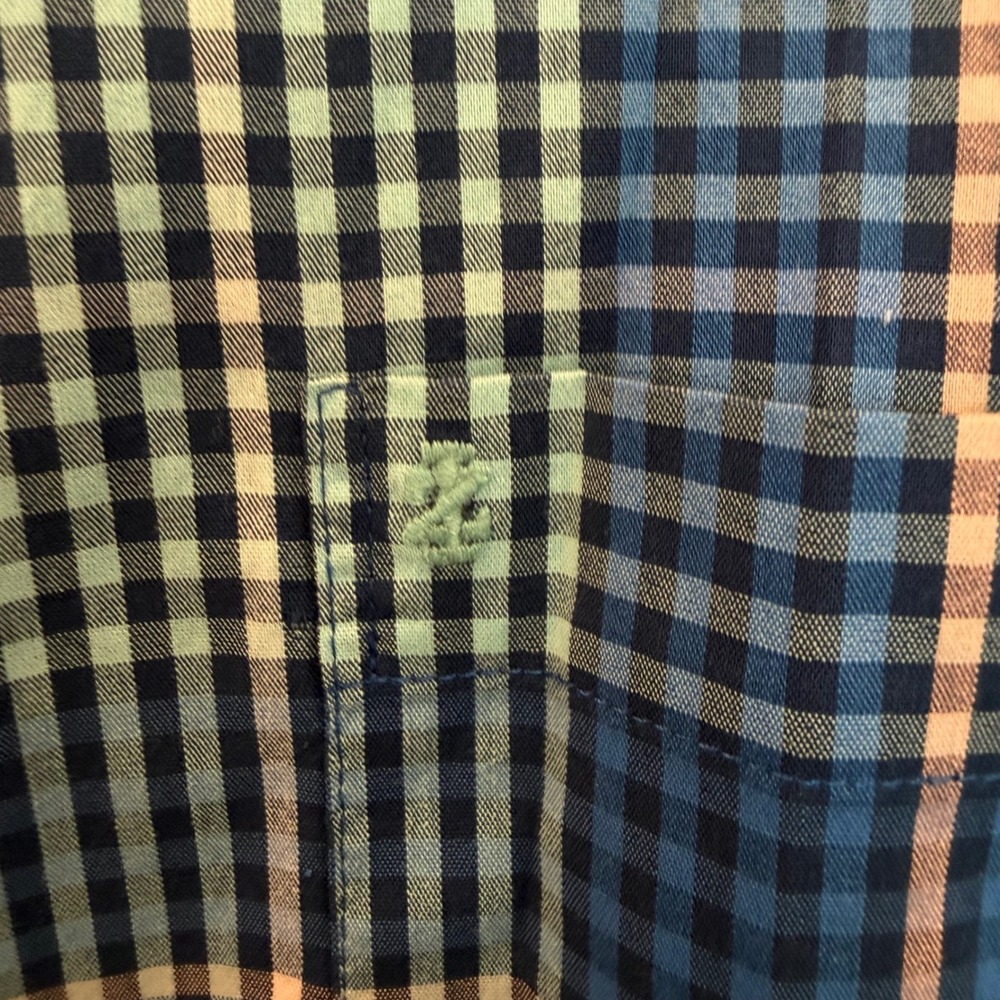 IZOD Mens Blue Green Plaid Non-Iron Stretch Long Sleeve Button Down Shirt Large - Picture 4 of 8